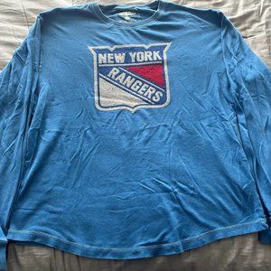 New York Rangers Long Sleeve Shirt;  Blue; Size XL; Red Jacket